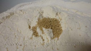 Pan de chapata: mezcla levadura y harina